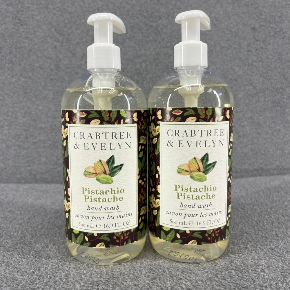 2x Crabtree & Evelyn Pistachio Hand Wash Unisex 16.9 oz Nutty Liquid Soap